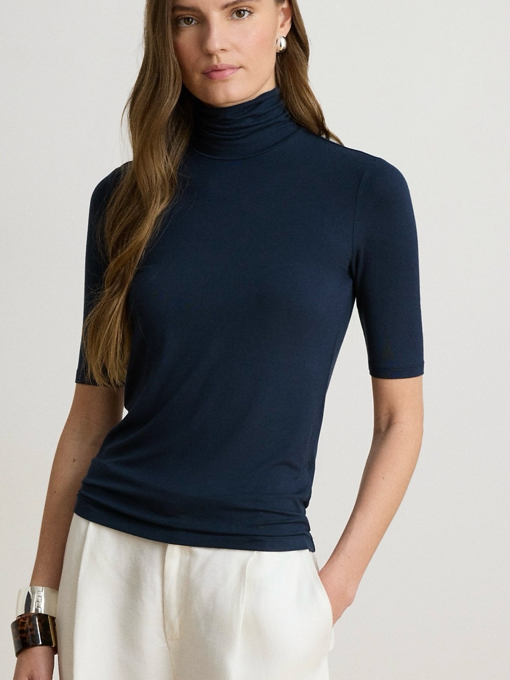 Lauren Ralph Lauren Navy Short-Sleeve Turtleneck Tee